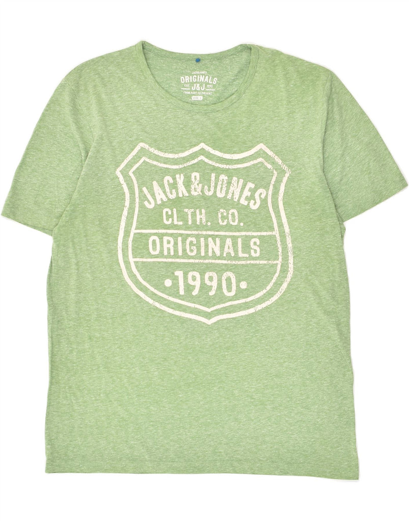 JACK & JONES Mens Graphic T-Shirt Top Large Green Flecked | Vintage Jack & Jones | Thrift | Second-Hand Jack & Jones | Used Clothing | Messina Hembry 