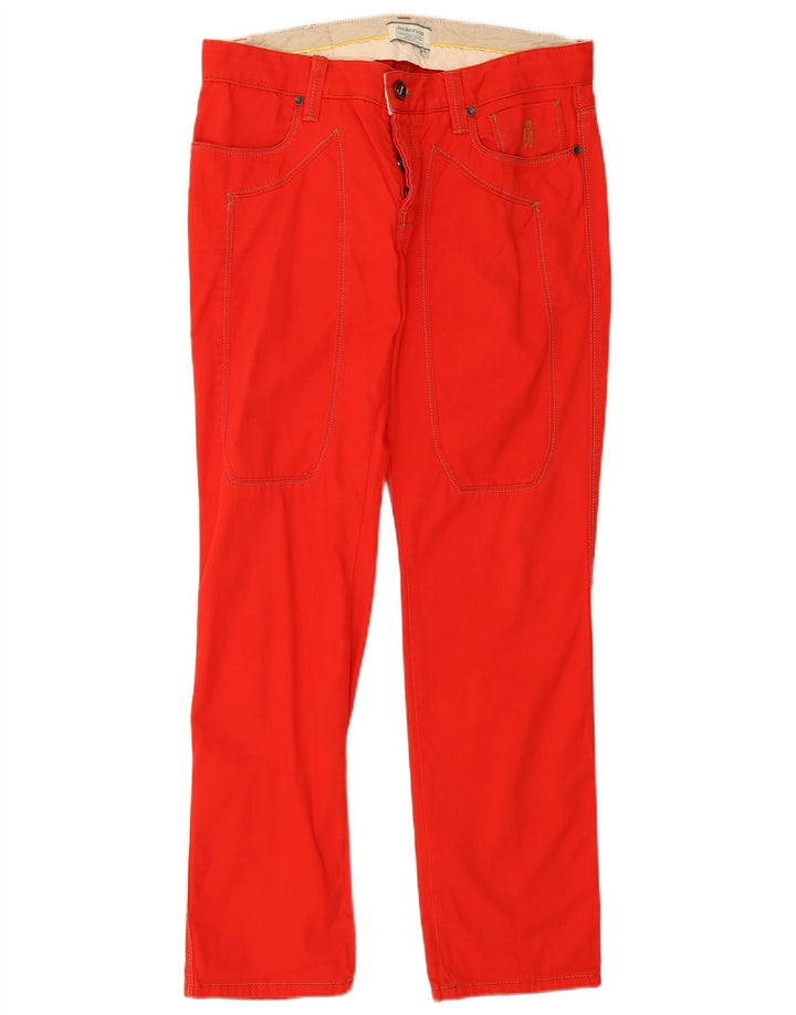 Jeckerson Mens Straight Jeans W33 L30 Red Cotton