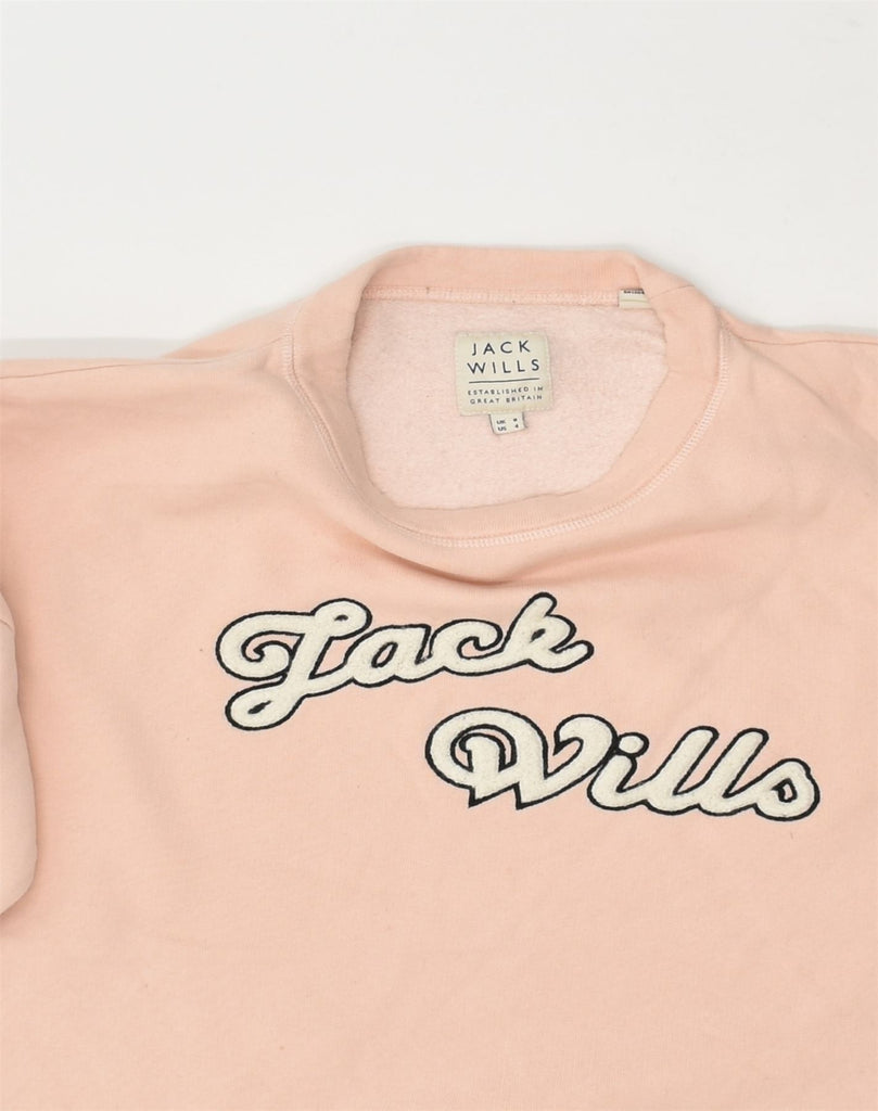 JACK WILLS Womens Graphic Sweatshirt Jumper UK 8 Small  Pink Cotton | Vintage Jack Wills | Thrift | Second-Hand Jack Wills | Used Clothing | Messina Hembry 