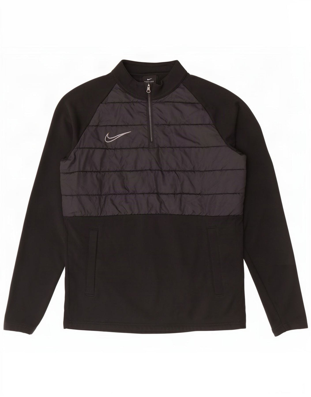 Nike Mens Dri Fit Zip Neck Pullover Tracksuit Top Small Black Colourblock