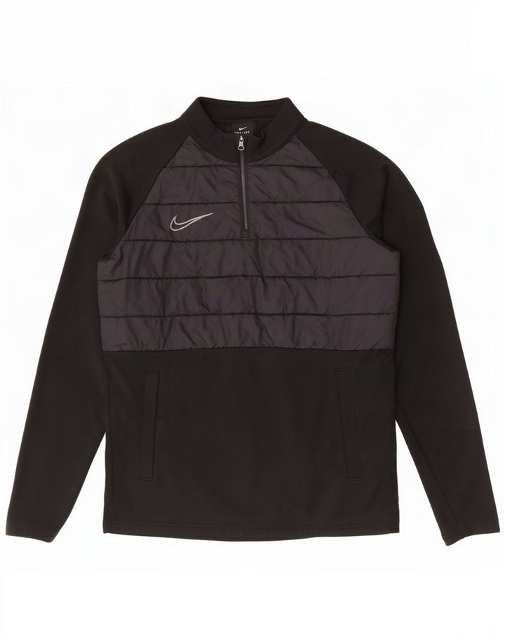 Nike Mens Dri Fit Zip Neck Pullover Tracksuit Top Small Black Colourblock