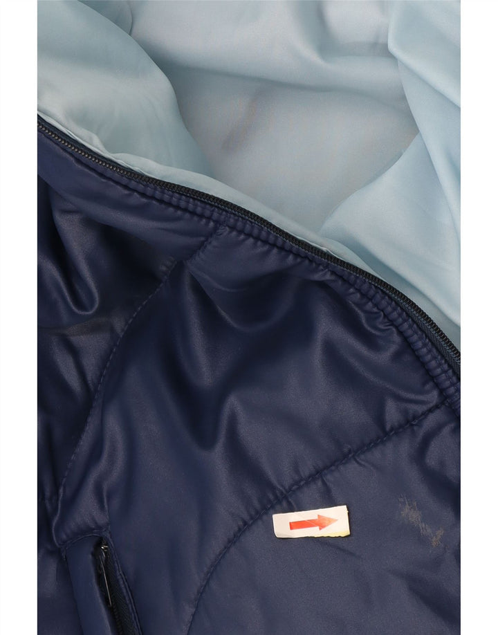 Vintage Mens Padded Jacket IT 54 2XL Navy Blue Polyamide