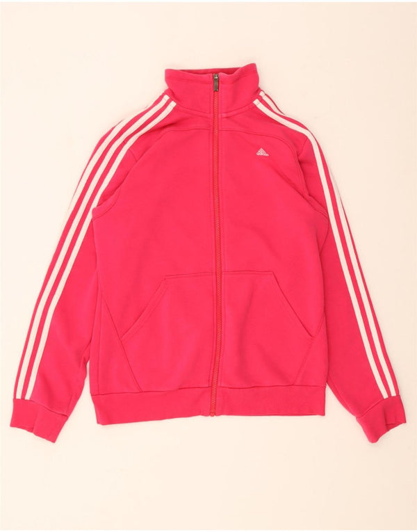 Adidas Womens Tracksuit Top Jacket UK 12/14 Medium Pink Cotton