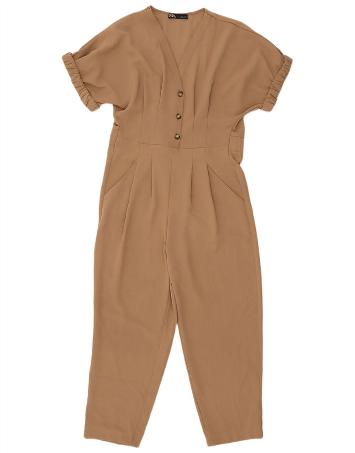 Zara Womens Jumpsuit UK 10 Small Beige