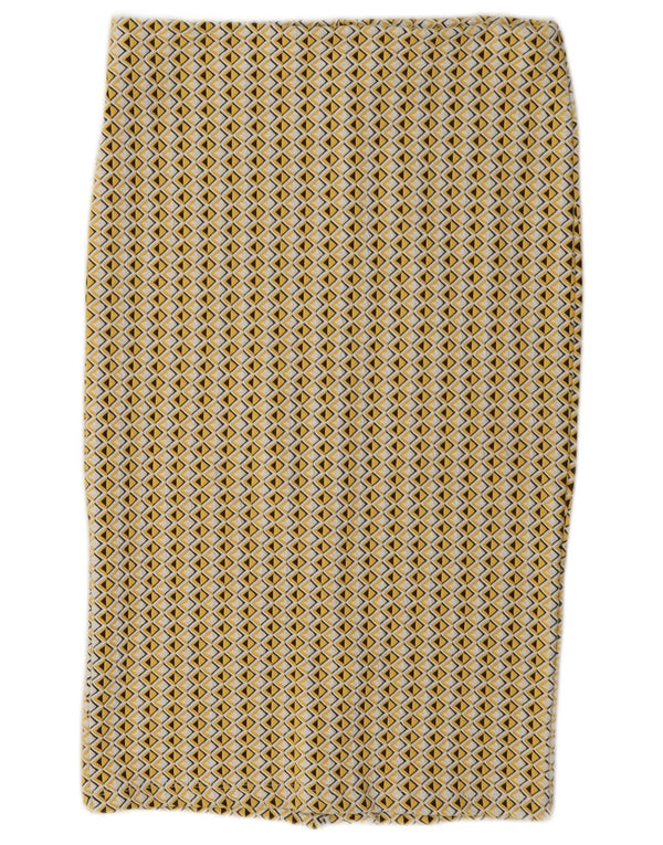 Zara Womens Midi Skirt Medium W28 Yellow Geometric