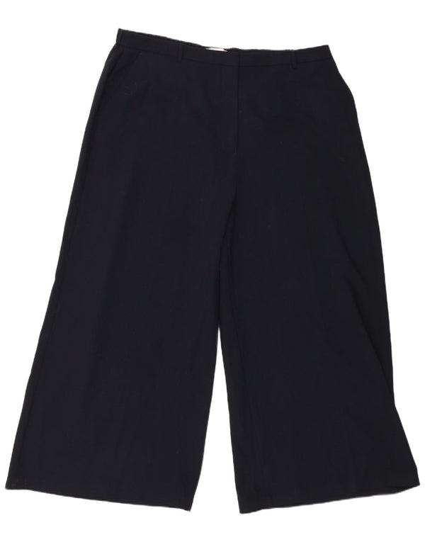 Marks & Spencer Womens Wide Leg Chino Trousers UK 22 3XL W42 L28 Navy Blue