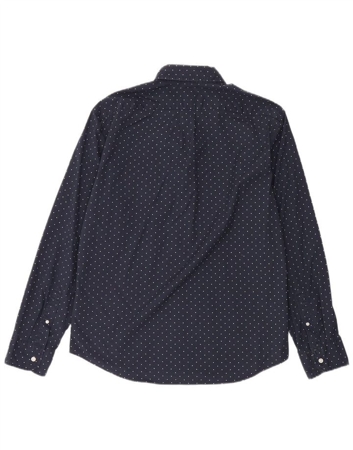 J. Crew Mens Slim Fit Shirt Medium Navy Blue Polka Dot Cotton