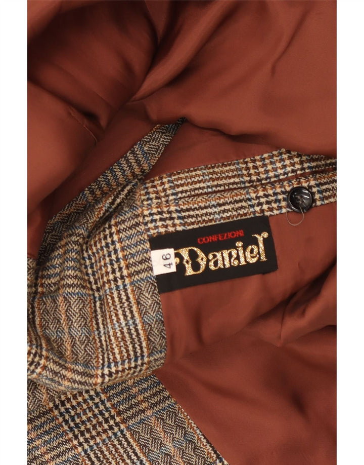 Vintage Mens 3 Button Blazer Jacket IT 46 Small Brown Houndstooth