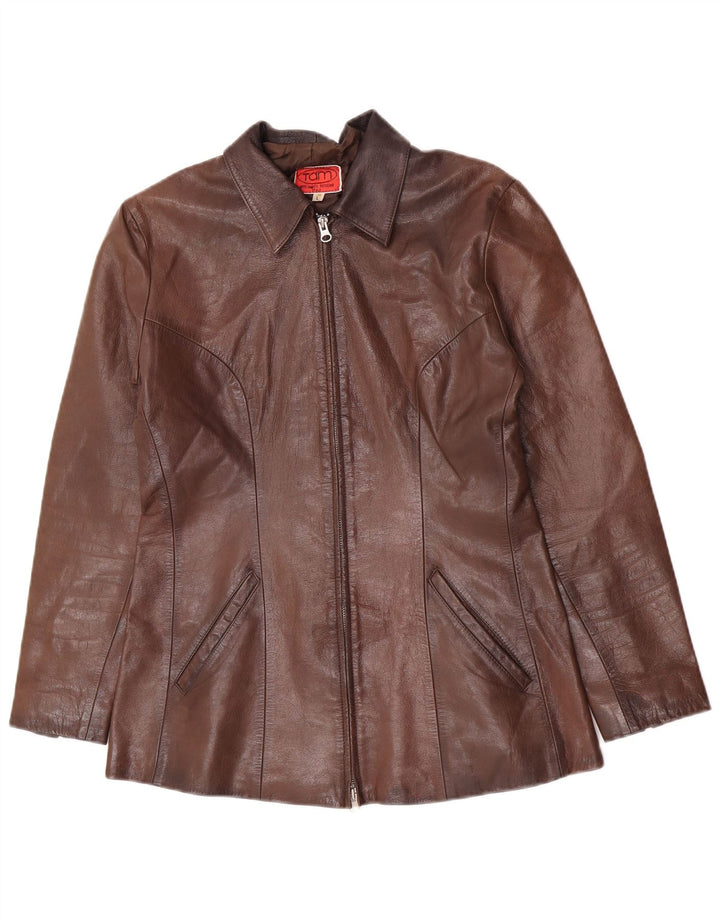 Vintage Womens Leather Jacket UK 14 Large Brown