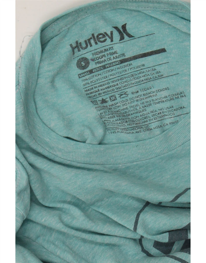 HURLEY Mens Premium Fit Graphic T-Shirt Top Small Turquoise Flecked Cotton