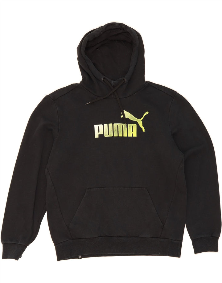 PUMA Mens Graphic Hoodie Jumper Medium Black Cotton Vintage Puma and Second-Hand Puma from Messina Hembry 