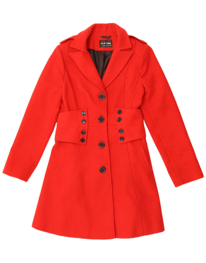 De la Creme Womens Overcoat UK 12 Medium Red Polyester