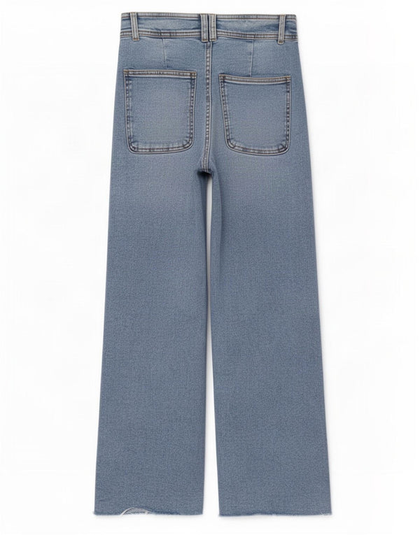 Zara Girls Wide Leg Jeans 11-12 Years W26 L25 Blue