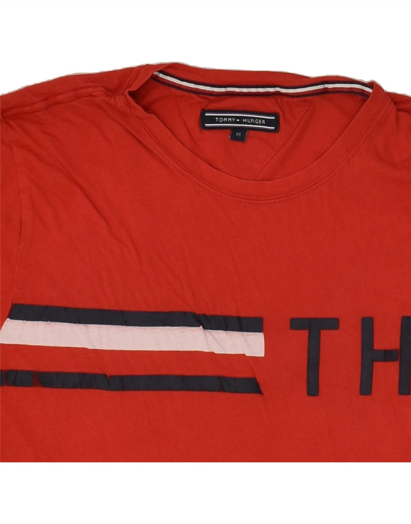 TOMMY HILFIGER Mens Graphic T-Shirt Top Medium Red Cotton | Vintage Tommy Hilfiger | Thrift | Second-Hand Tommy Hilfiger | Used Clothing | Messina Hembry 