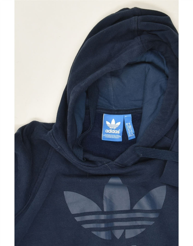 ADIDAS Mens Graphic Hoodie Jumper Medium Navy Blue Cotton | Vintage Adidas | Thrift | Second-Hand Adidas | Used Clothing | Messina Hembry 