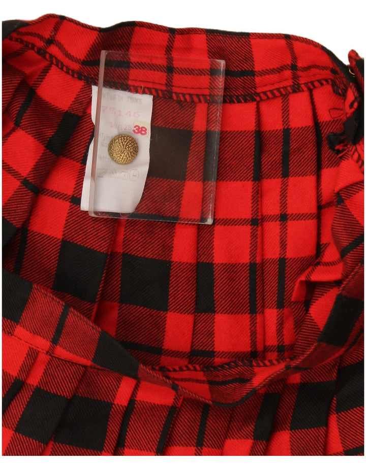 Vintage Womens Pleated A-Line Skirt EU 38 Medium W28  Red Plaid Polyester