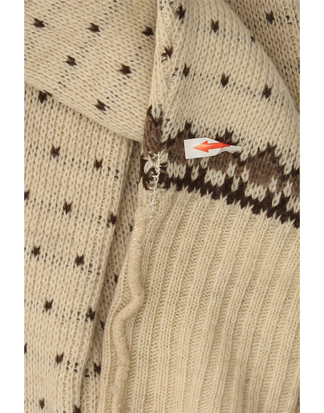 Clipper Mens Cardigan Sweater IT 54 XL Off White Fair Isle Wool