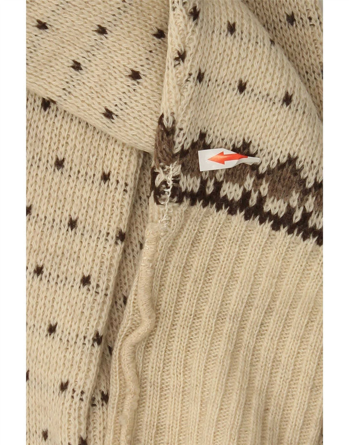 Clipper Mens Cardigan Sweater IT 54 XL Off White Fair Isle Wool