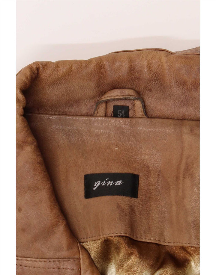 Gina Mens Leather Jacket IT 54 2XL Brown Viscose