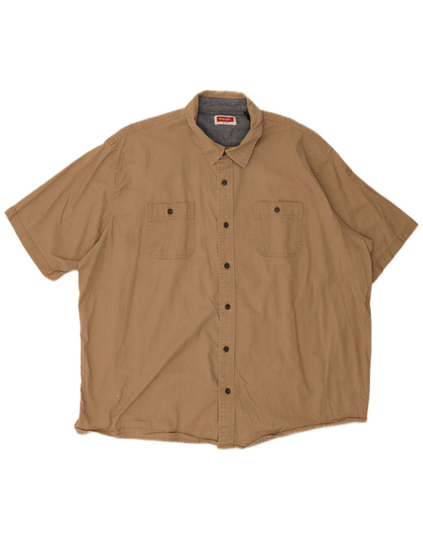 Wrangler Mens Short Sleeve Shirt 2XL Beige Cotton