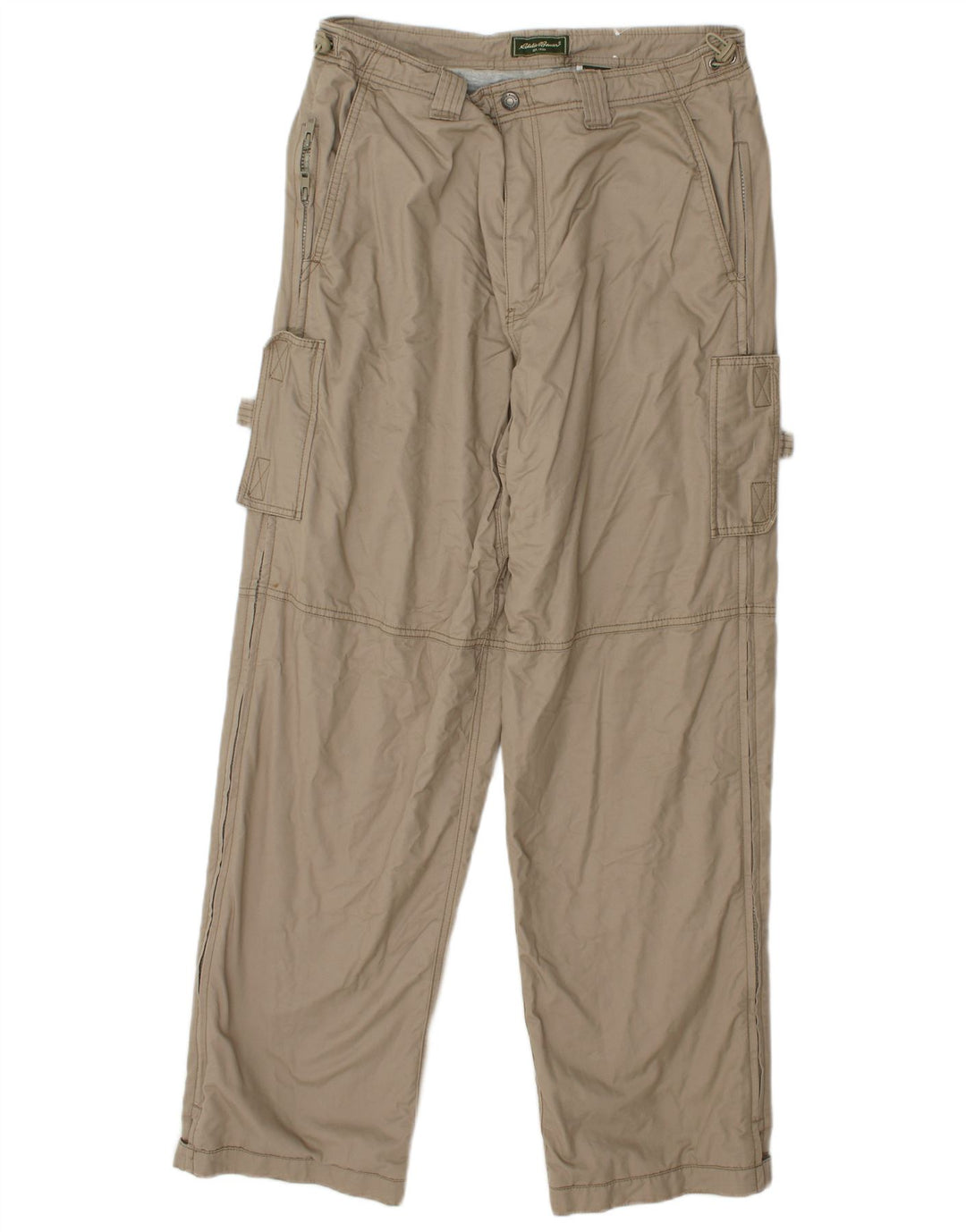 Eddie Bauer Mens Straight Cargo Trousers W33 L32 Beige Cotton