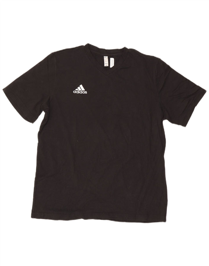 Adidas Mens T-Shirt Top Large Black Cotton