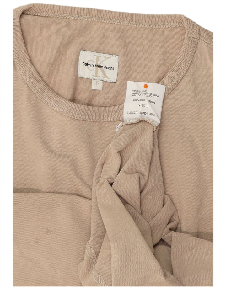 CALVIN KLEIN JEANS Mens Top Long Sleeve Small Beige Cotton Vintage Calvin Klein Jeans and Second-Hand Calvin Klein Jeans from Messina Hembry 