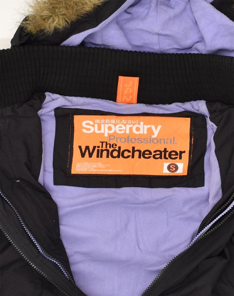 SUPERDRY Womens Loose Fit Hooded Windbreaker Jacket UK 10 Small Black | Vintage Superdry | Thrift | Second-Hand Superdry | Used Clothing | Messina Hembry 