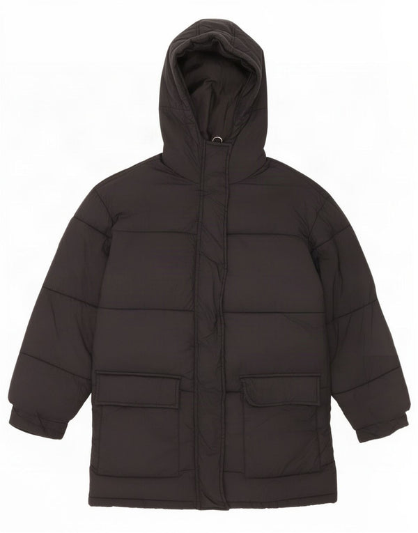 Topshop Womens Hooded Oversized Padded Coat UK 6 XS Black Nylon