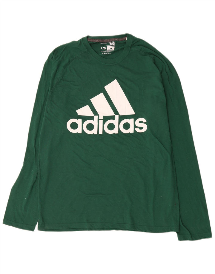 Adidas Mens Climalite Graphic Top Long Sleeve Large Green Cotton