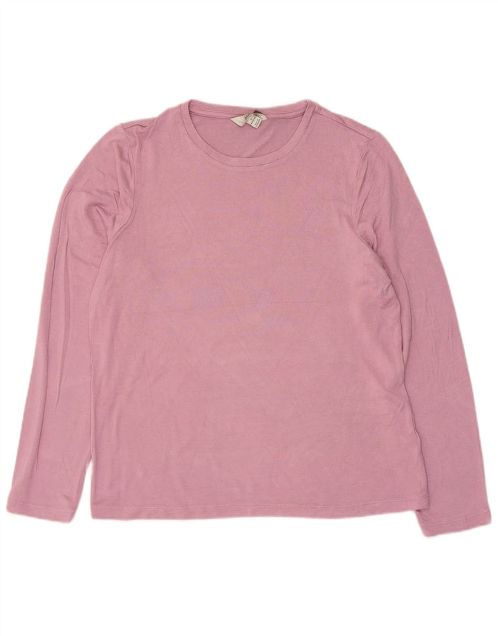 Marks & Spencer Womens Top Long Sleeve UK 16 Large Pink Viscose