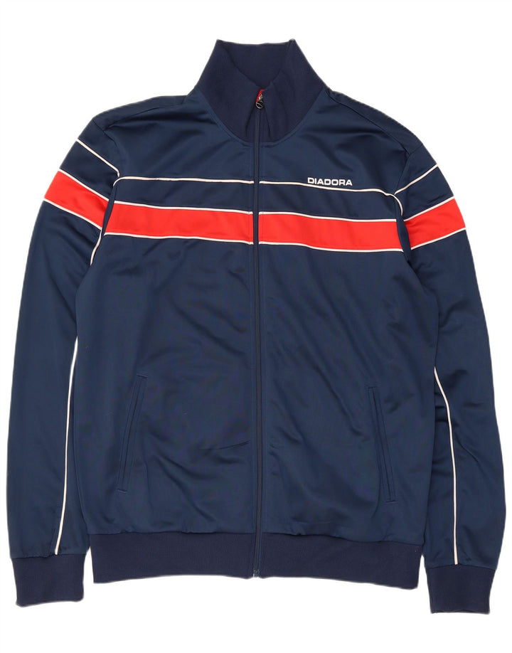 Diadora Mens Tracksuit Top Jacket 3XL Navy Blue Colourblock Polyester