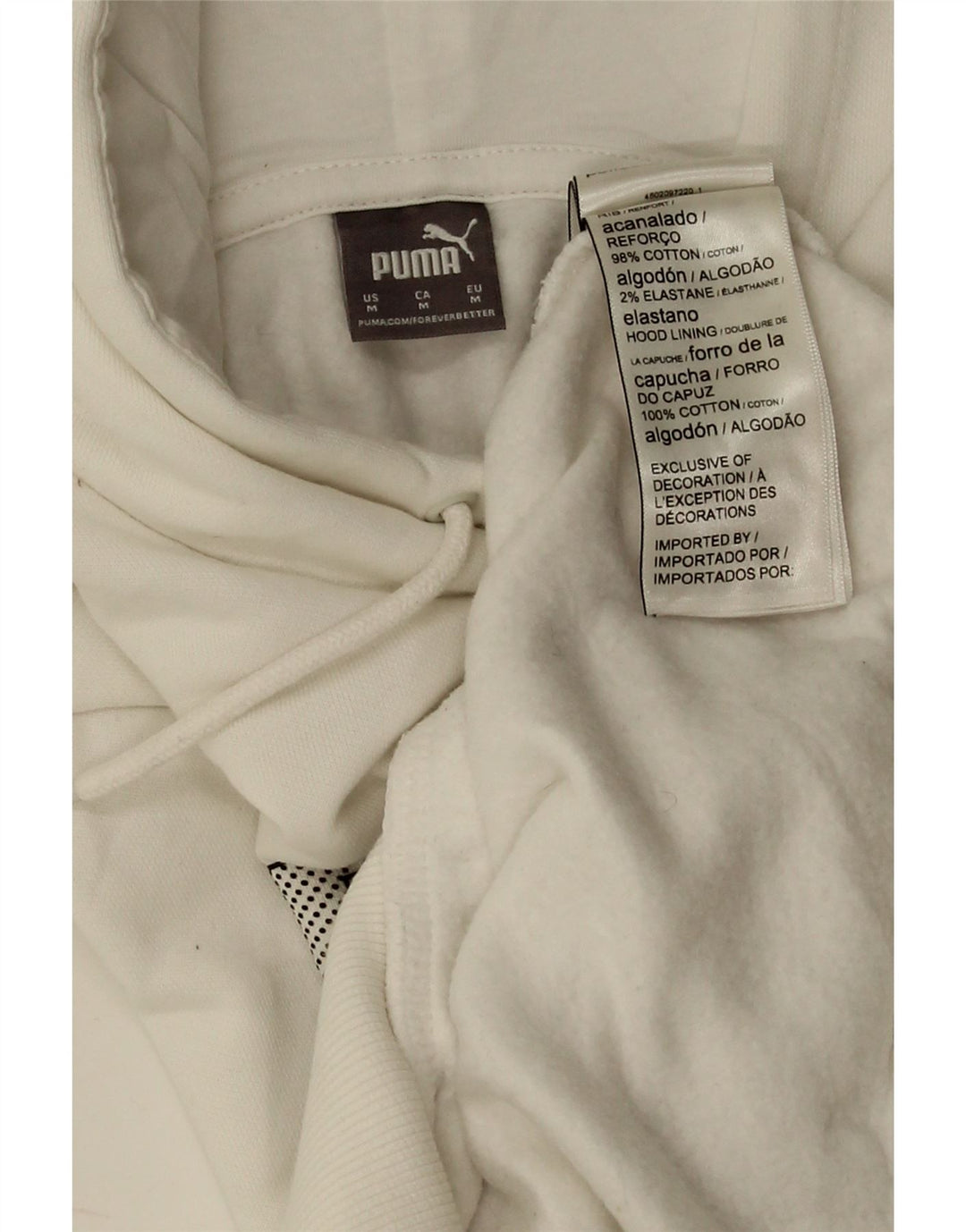 Puma Womens Graphic Hoodie Jumper UK14 Medium White Cotton