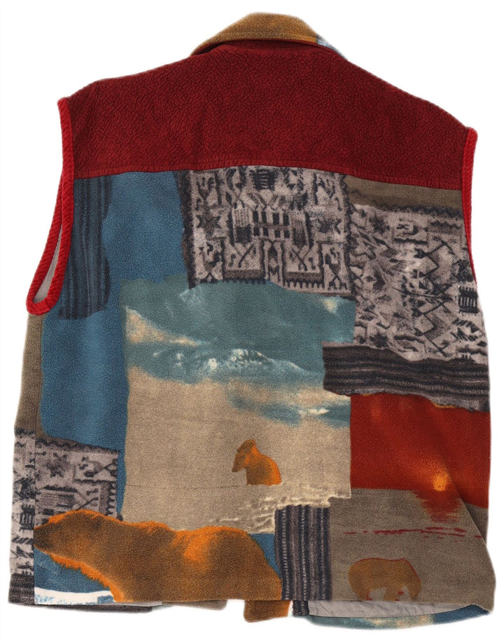 Vintage Womens Fleece Utility Gilet UK 42 XL Multicoloured Patchwork