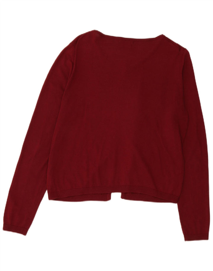 Massimo Dutti Womens Bolero Jumper UK 14 Medium Burgundy Silk