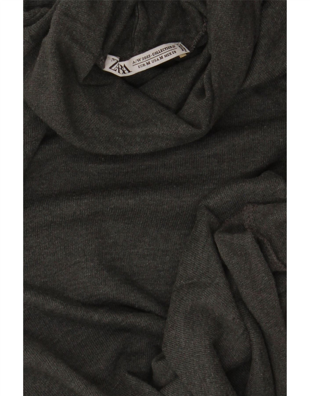 Zara Womens Roll Neck Top Long Sleeve UK 12 Medium Grey
