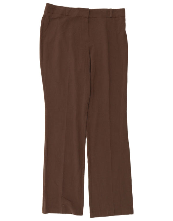 Marks & Spencer Womens Straight Casual Trousers UK 12 Medium W32 L31 Brown