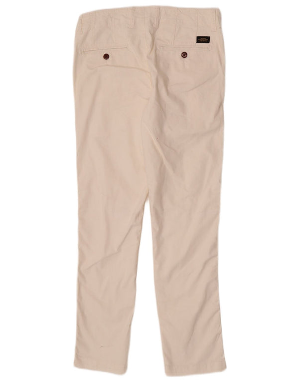 Superdry Mens Tapered Chino Trousers W30 L29 Off White Cotton
