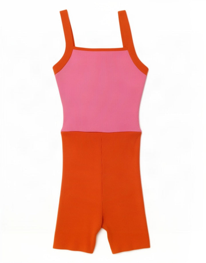 Zara Womens Sleeveless Playsuit UK 8 Small Pink Colourblock Polyester