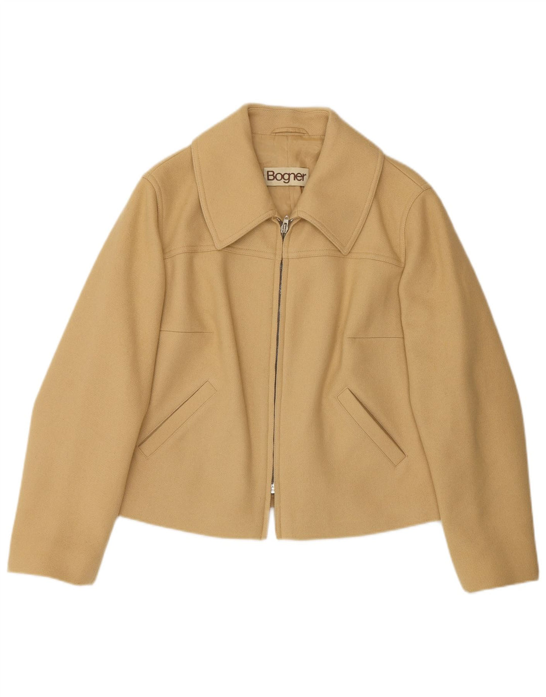 Bogner Womens Full Zip Blazer Jacket UK 16 Large Beige Wool