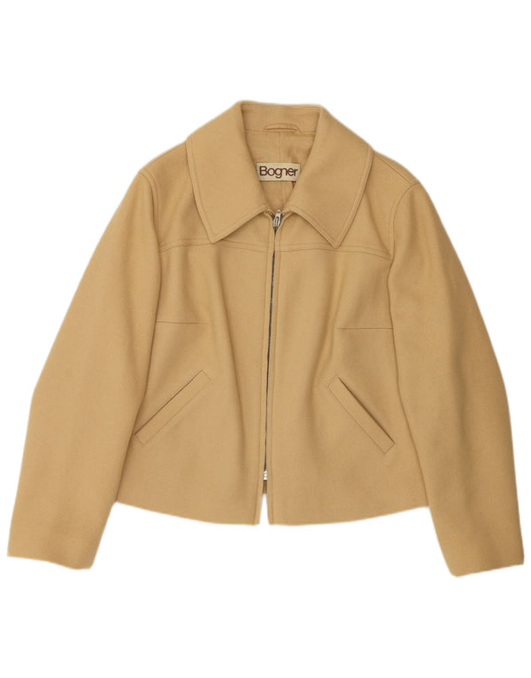 Bogner Womens Full Zip Blazer Jacket UK 16 Large Beige Wool