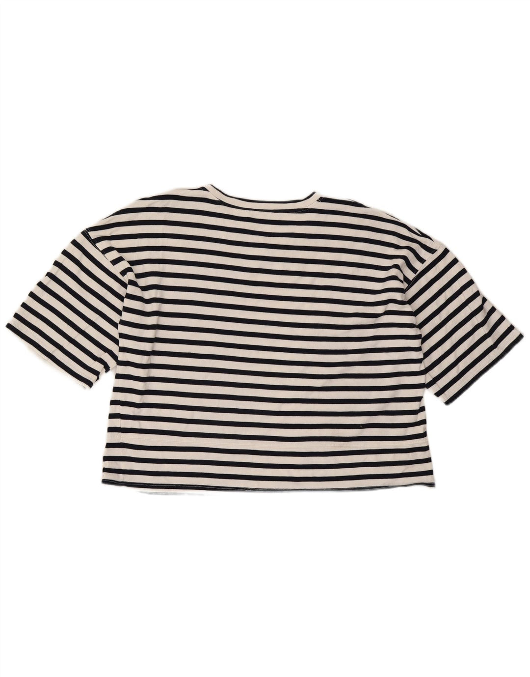 Zara Womens Crop T-Shirt Top UK 16 Large White Striped