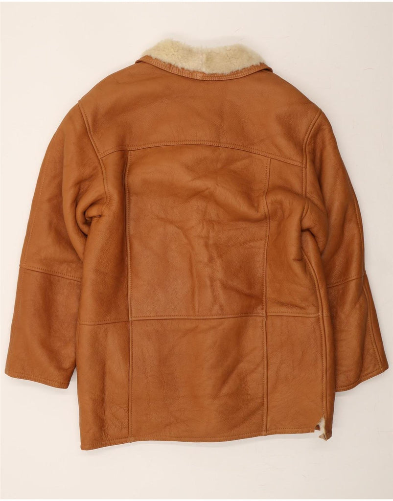 VINTAGE Mens Shearling Overcoat IT 50 Large Brown Shearling Vintage Vintage and Second-Hand Vintage from Messina Hembry 