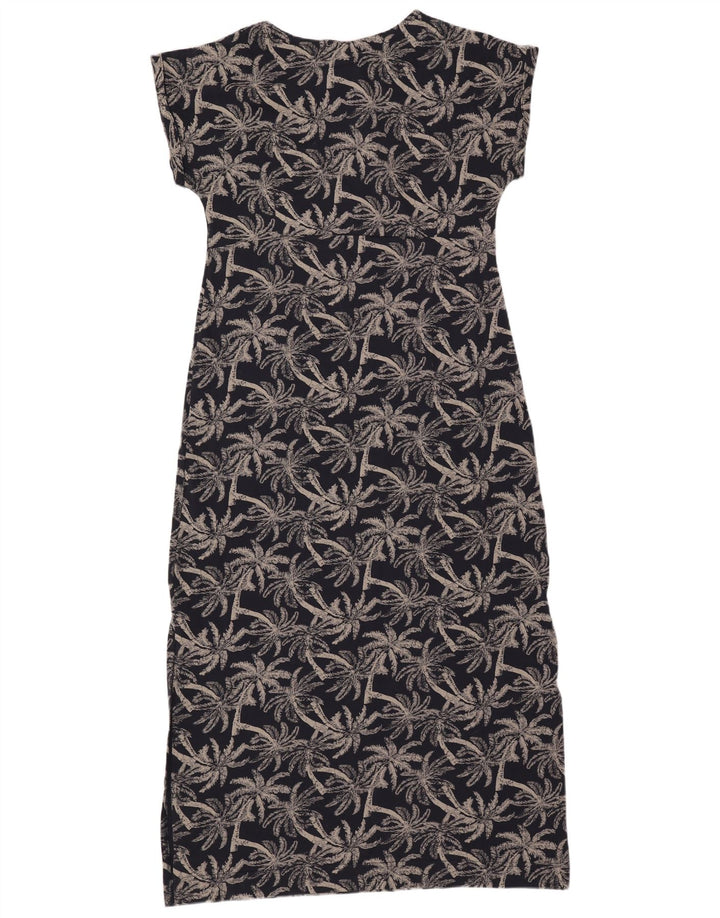 WEIRD FISH Womens Abstract Pattern Maxi Dress UK 14 Large Navy Blue Cotton