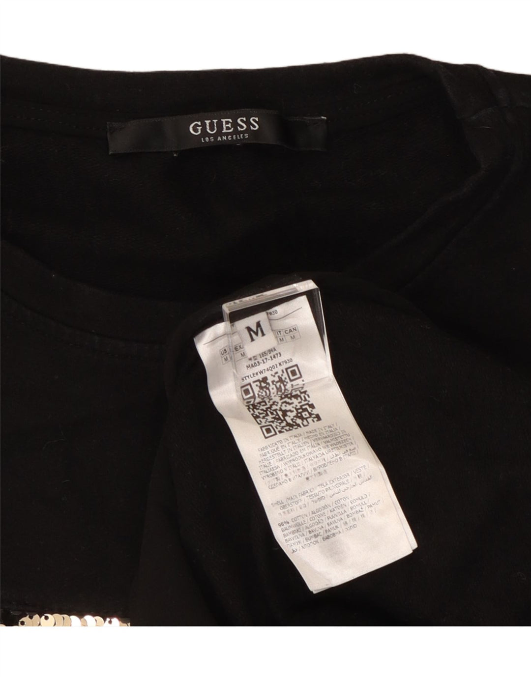 Guess Womens Sweatshirt Jumper UK 14 Medium Black Colourblock Cotton