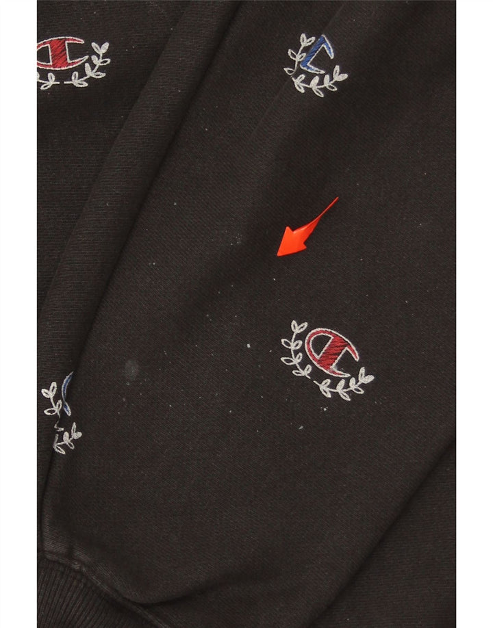 CHAMPION Mens Graphic Hoodie Jumper Large Black Cotton Vintage Champion and Second-Hand Champion from Messina Hembry 