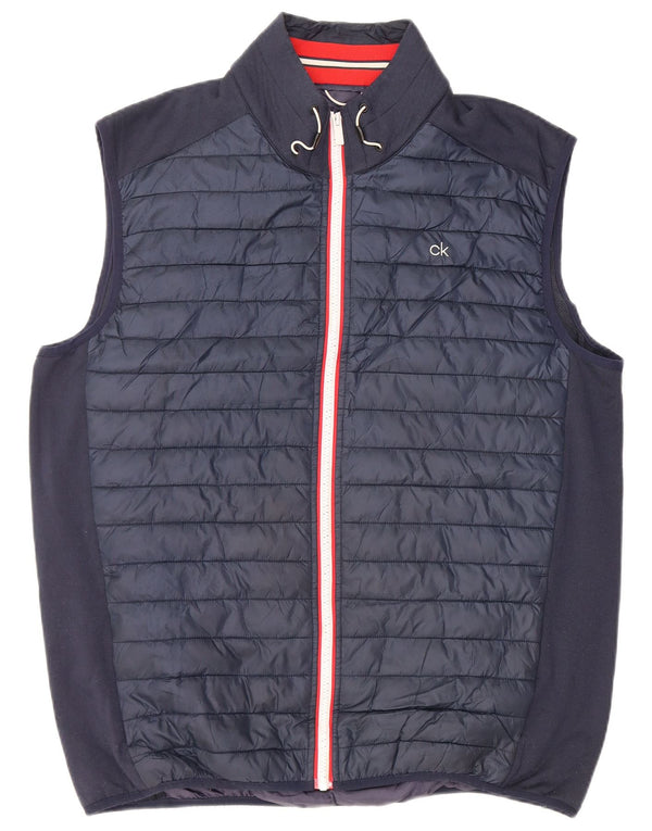 CALVIN KLEIN Mens Padded Gilet UK 42 XL Navy Blue Polyester