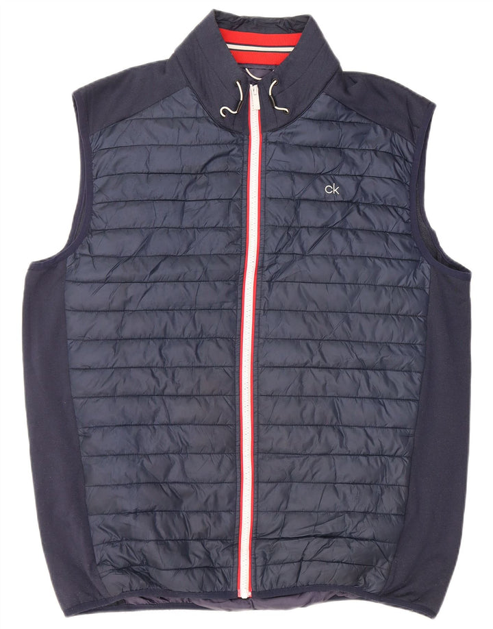 CALVIN KLEIN Mens Padded Gilet UK 42 XL Navy Blue Polyester