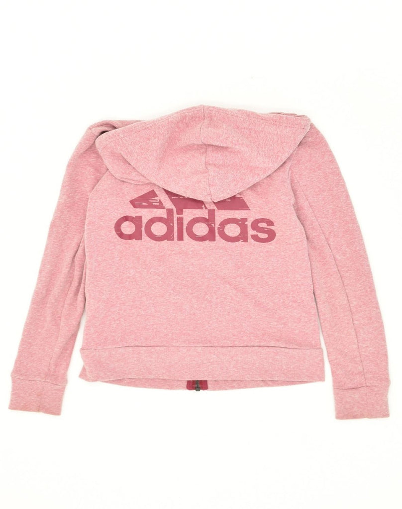 ADIDAS Womens Graphic Zip Hoodie Sweater UK 6 XS Pink Cotton | Vintage Adidas | Thrift | Second-Hand Adidas | Used Clothing | Messina Hembry 