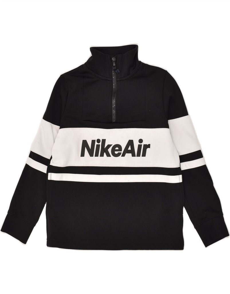 NIKE Boys Graphic Zip Neck Sweatshirt Jumper 10-11 Years Medium Black | Vintage Nike | Thrift | Second-Hand Nike | Used Clothing | Messina Hembry 